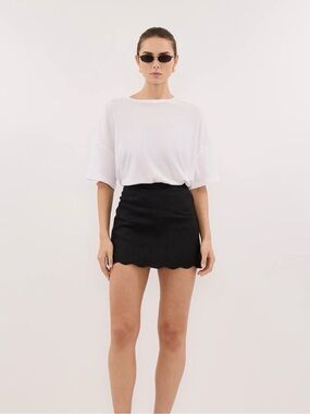 NWT DISSH Black Scalloped Mini Skirt